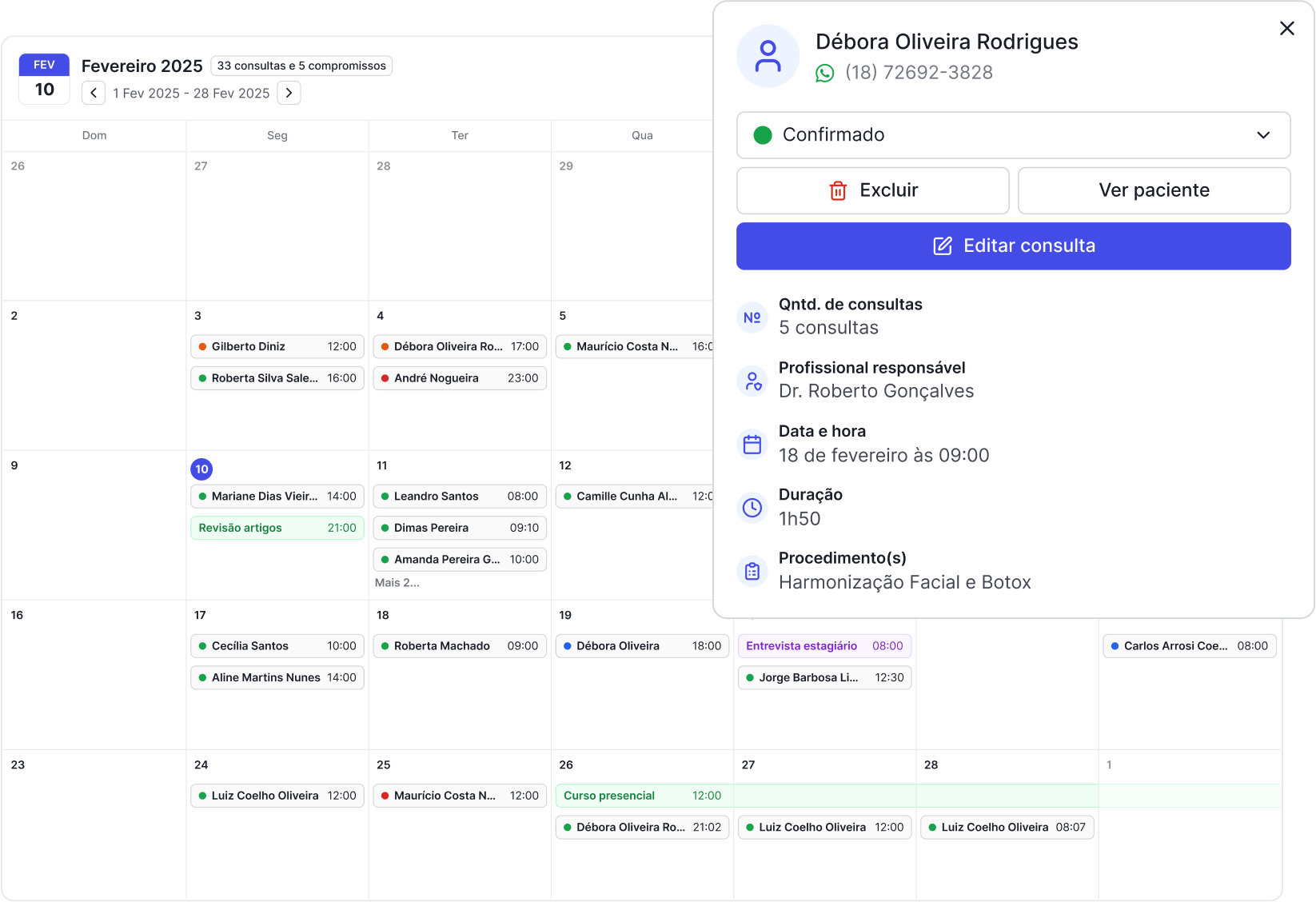 Calendário de agendamentos